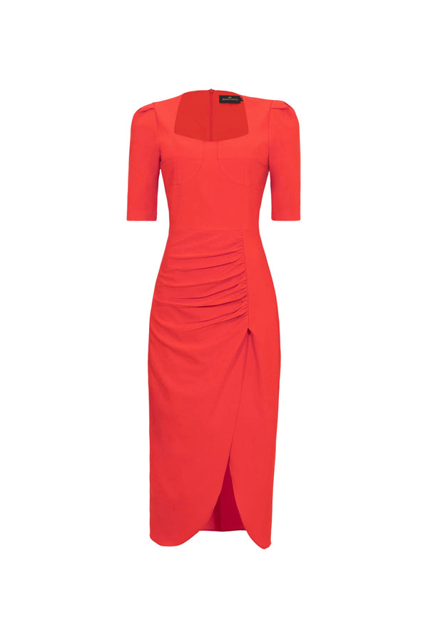 Noemi Drape Midi Vestido 525997 NEG/CAC/TOM - Reina Diaz