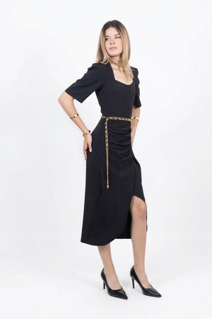 Noemi Drape Midi Vestido - Reina Diaz