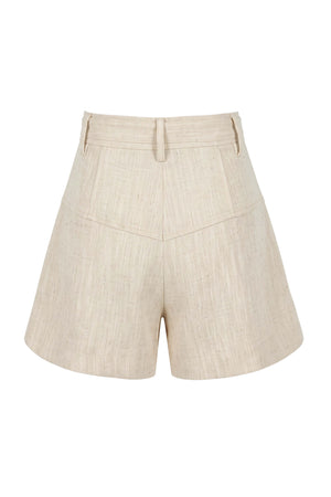 Nora Belted High-Waist Shorts 731152 BEI - Reina Diaz