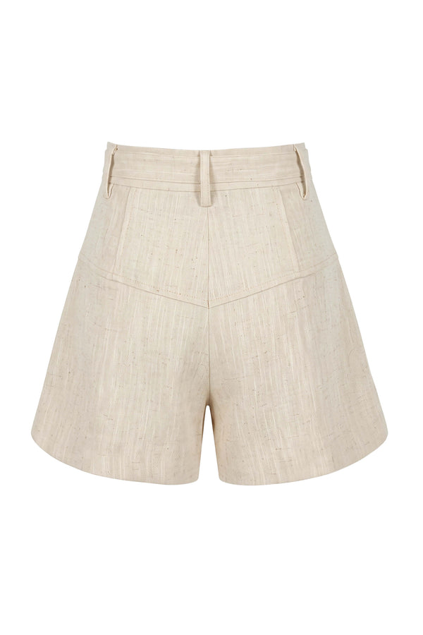 Nora Belted High-Waist Shorts 731152 BEI - Reina Diaz