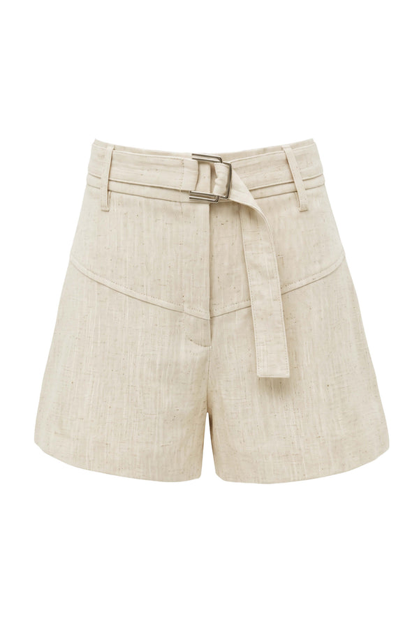 Nora Belted High-Waist Shorts 731152 BEI - Reina Diaz