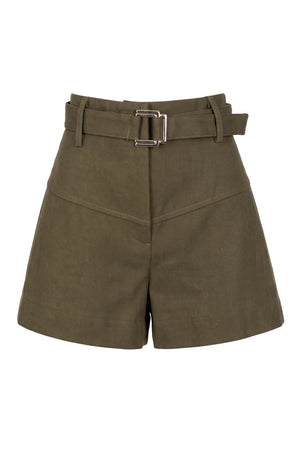 Nora Belted High-Waist Shorts 731152 OLI - Reina Diaz