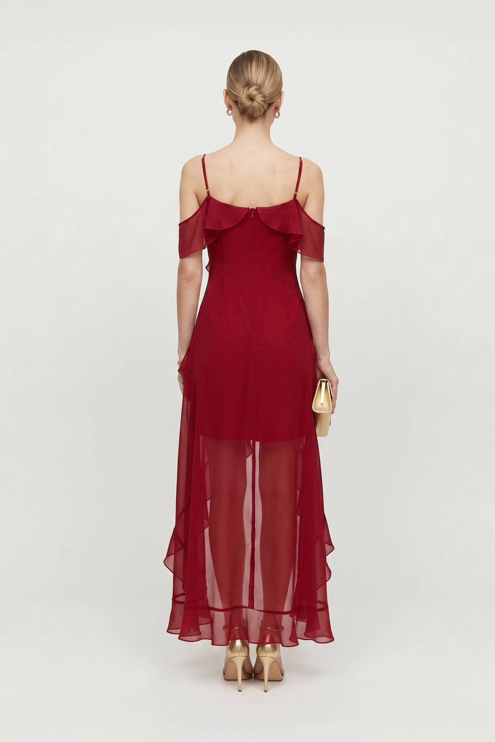 Nora Cold-Shoulder High-Low Vestido 526290 - Reina Diaz