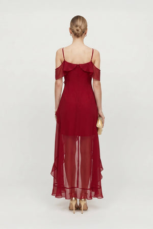 Nora Cold-Shoulder High-Low Vestido 526290 - Reina Diaz