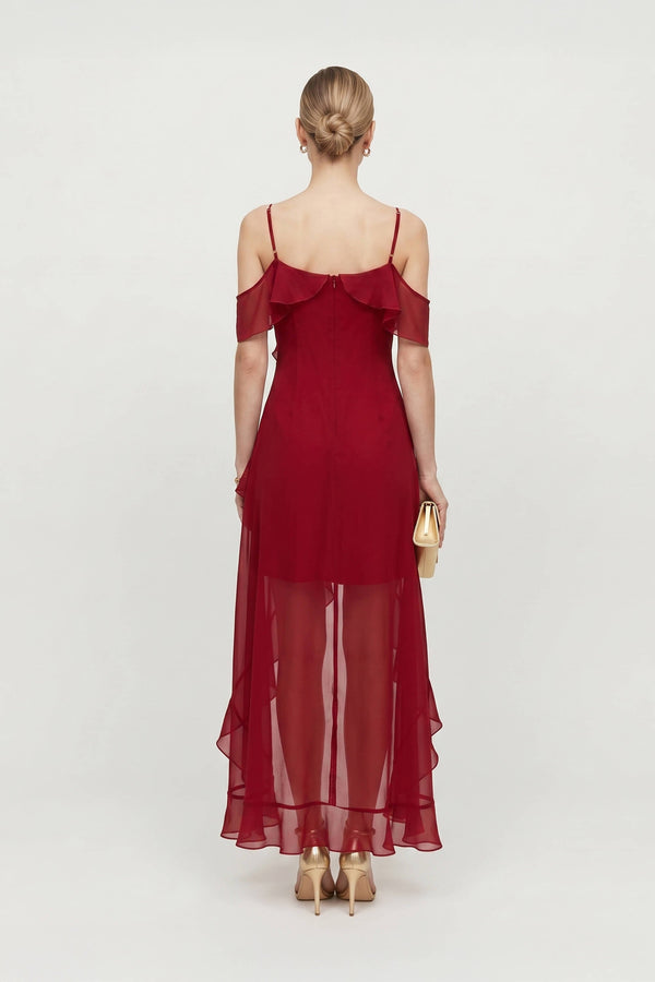 Nora Cold-Shoulder High-Low Vestido 526290 - Reina Diaz