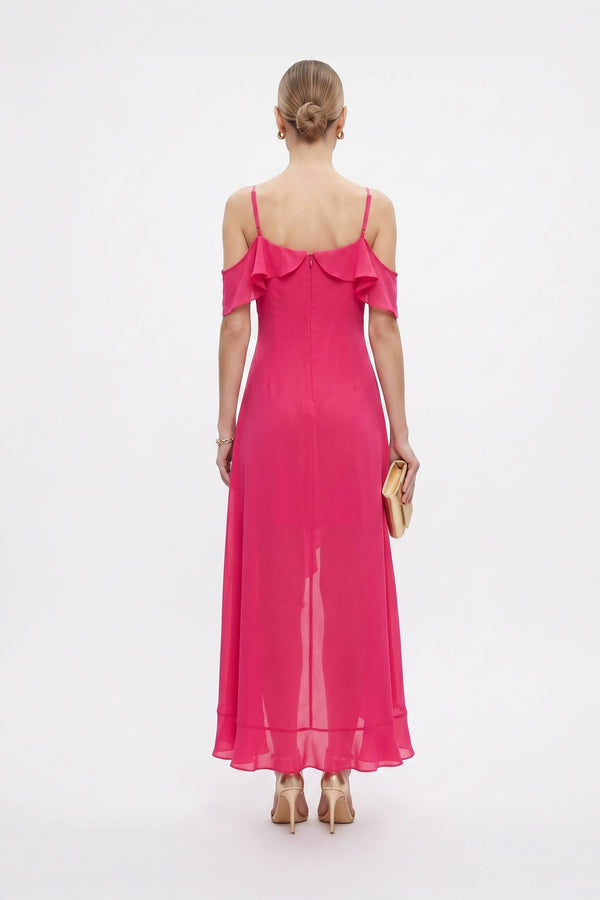 Nora Cold-Shoulder High-Low Vestido 526290 - Reina Diaz