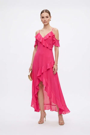 Nora Cold-Shoulder High-Low Vestido 526290 - Reina Diaz
