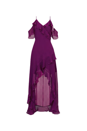 Nora Cold-Shoulder High-Low Vestido 526290 B - Reina Diaz
