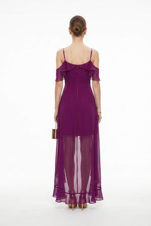 Nora Cold-Shoulder High-Low Vestido 526290 B - Reina Diaz