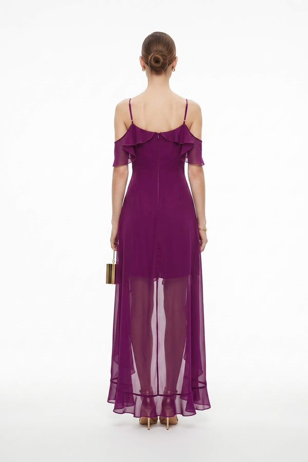 Nora Cold-Shoulder High-Low Vestido 526290 B - Reina Diaz