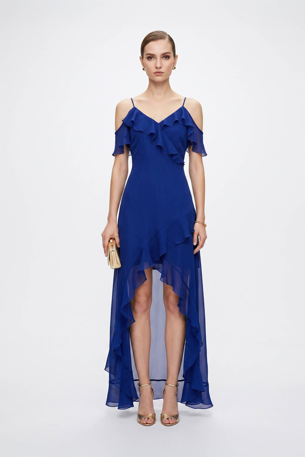 Nora Cold-Shoulder High-Low Vestido 526290 B - Reina Diaz