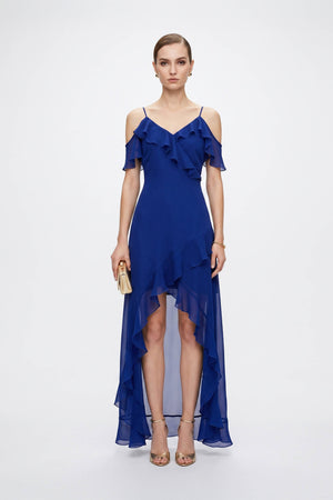 Nora Cold-Shoulder High-Low Vestido 526290 B - Reina Diaz