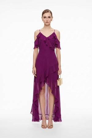 Nora Cold-Shoulder High-Low Vestido 526290 B - Reina Diaz