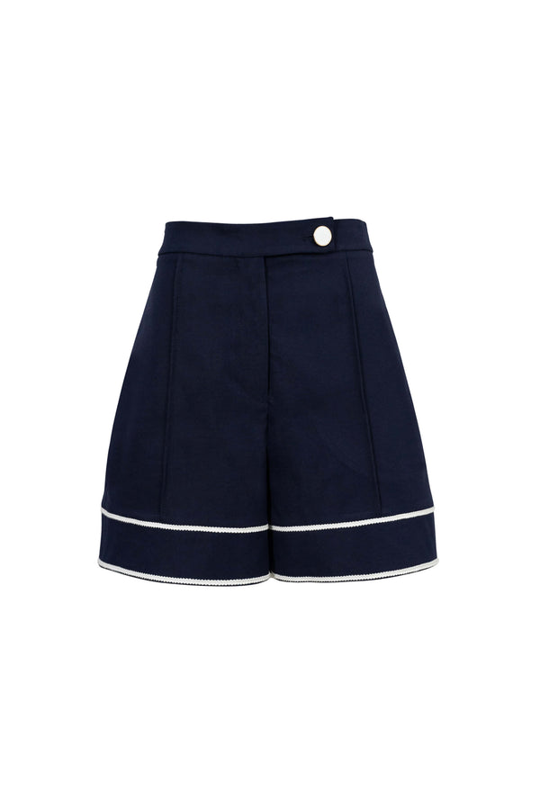 Nora High - Waisted Contrast - Trim Tailored Shorts - Reina Diaz
