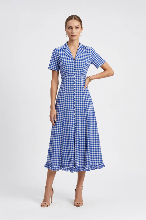 Nora Notch-Lapel Short-Sleeve Blusa 723169 - Reina Diaz