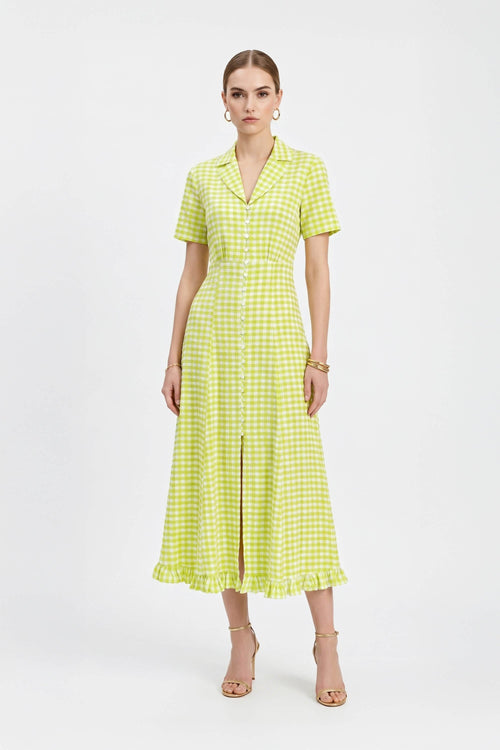 Nora Notch-Lapel Short-Sleeve Blusa 723169 - Reina Diaz