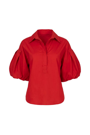 Nora Puff Sleeve Collar Red Blusa 752962 ROJ - Reina Diaz