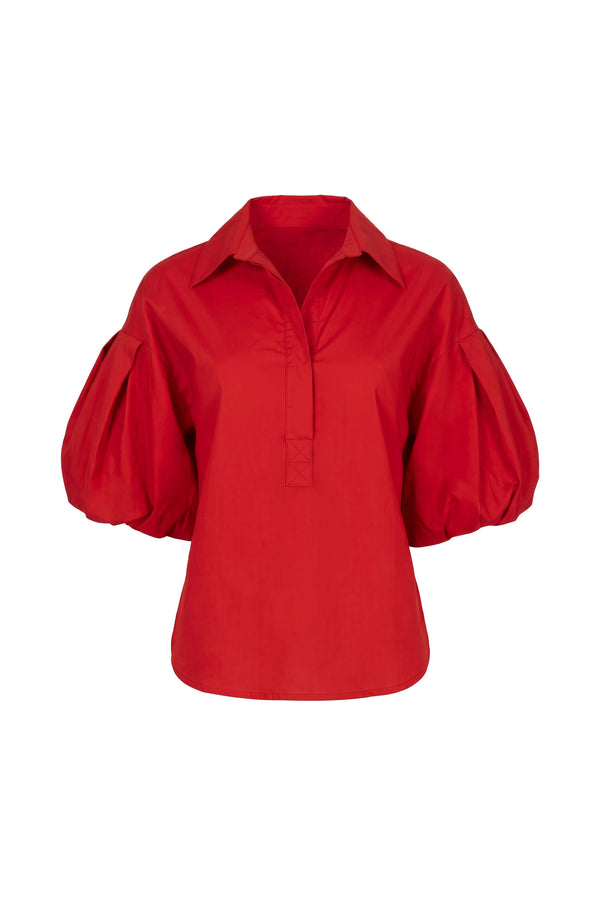 Nora Puff Sleeve Collar Red Blusa 752962 ROJ - Reina Diaz