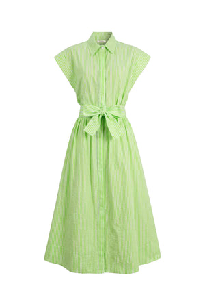 Nora Striped Belted Shirt Midi Vestido 723111 LIM - Reina Diaz