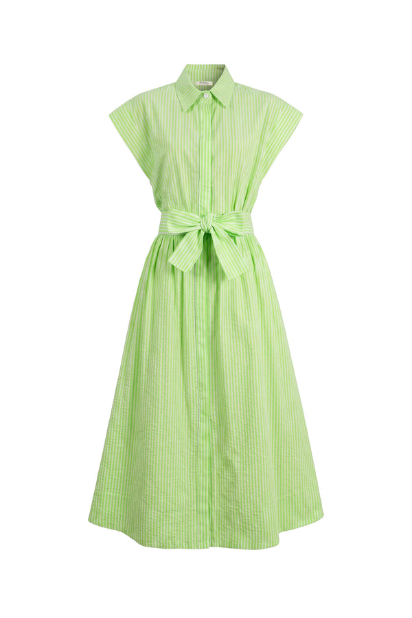 Nora Striped Belted Shirt Midi Vestido 723111 LIM - Reina Diaz
