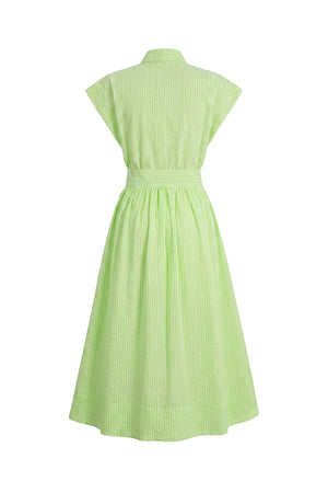 Nora Striped Belted Shirt Midi Vestido 723111 LIM - Reina Diaz