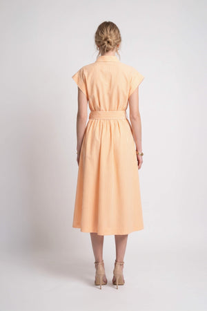 Nora Striped Belted Shirt Midi Vestido 723111 NAR - Reina Diaz