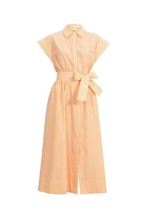 Nora Striped Belted Shirt Midi Vestido 723111 NAR - Reina Diaz