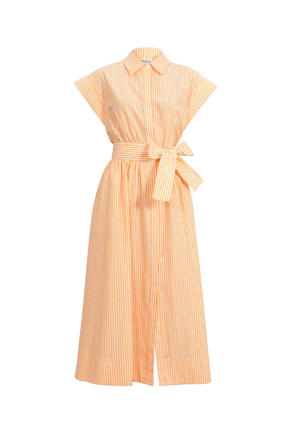 Nora Striped Belted Shirt Midi Vestido 723111 NAR - Reina Diaz