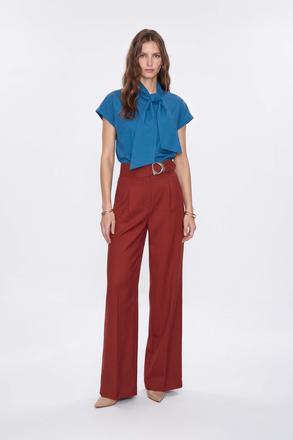 Olimpia Belted High-Waist Wide-Leg Pantalón 532178 LAD - Reina Diaz