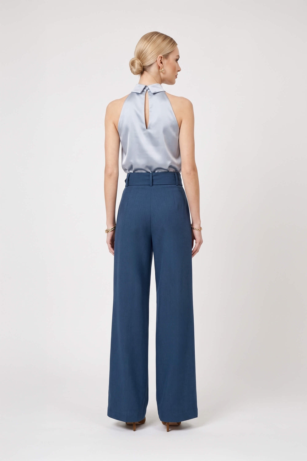 Olimpia Belted High-Waist Wide-Leg Pantalón 532178 TEA - Reina Diaz
