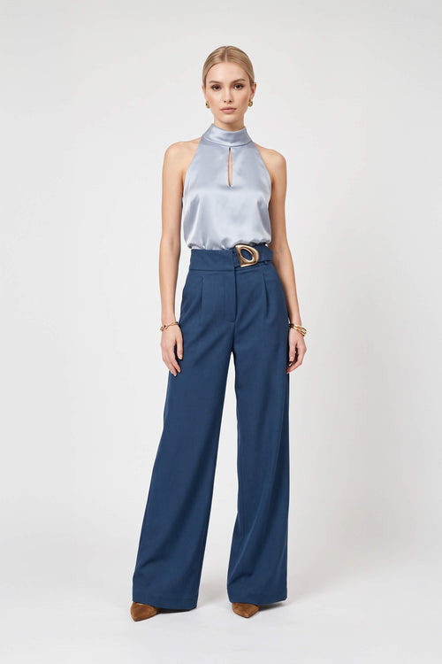Olimpia Belted High-Waist Wide-Leg Pantalón 532178 TEA - Reina Diaz