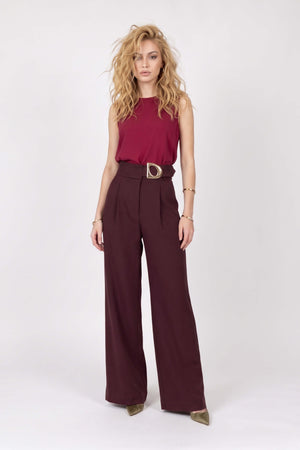 Olimpia Belted High-Waist Wide-Leg Pantalón 532178 WIN - Reina Diaz