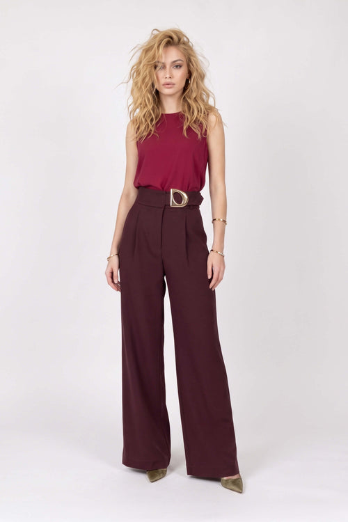Olimpia Belted High-Waist Wide-Leg Pantalón 532178 WIN - Reina Diaz
