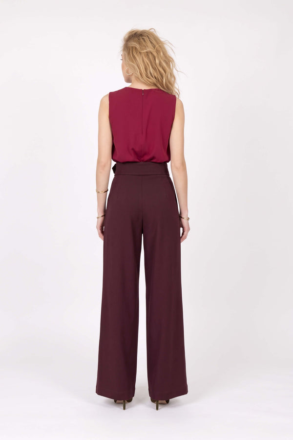 Olimpia Belted High-Waist Wide-Leg Pantalón 532178 WIN - Reina Diaz