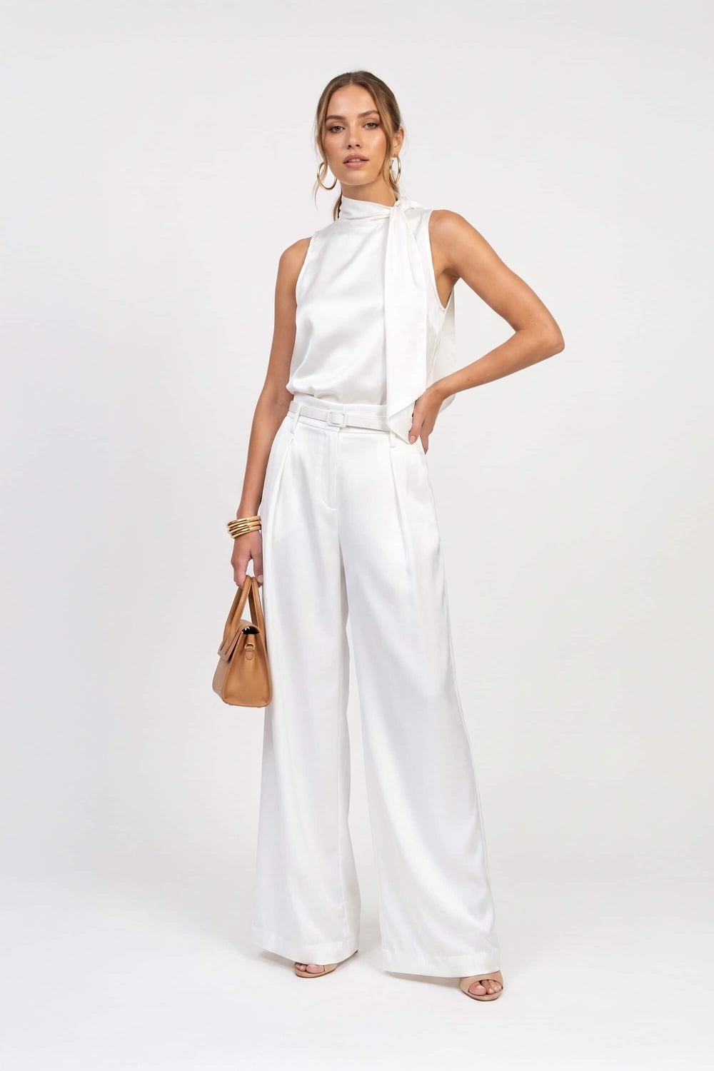 Olimpia Belted High-Waist Wide-Leg Pants 532139 HUE - Reina Diaz