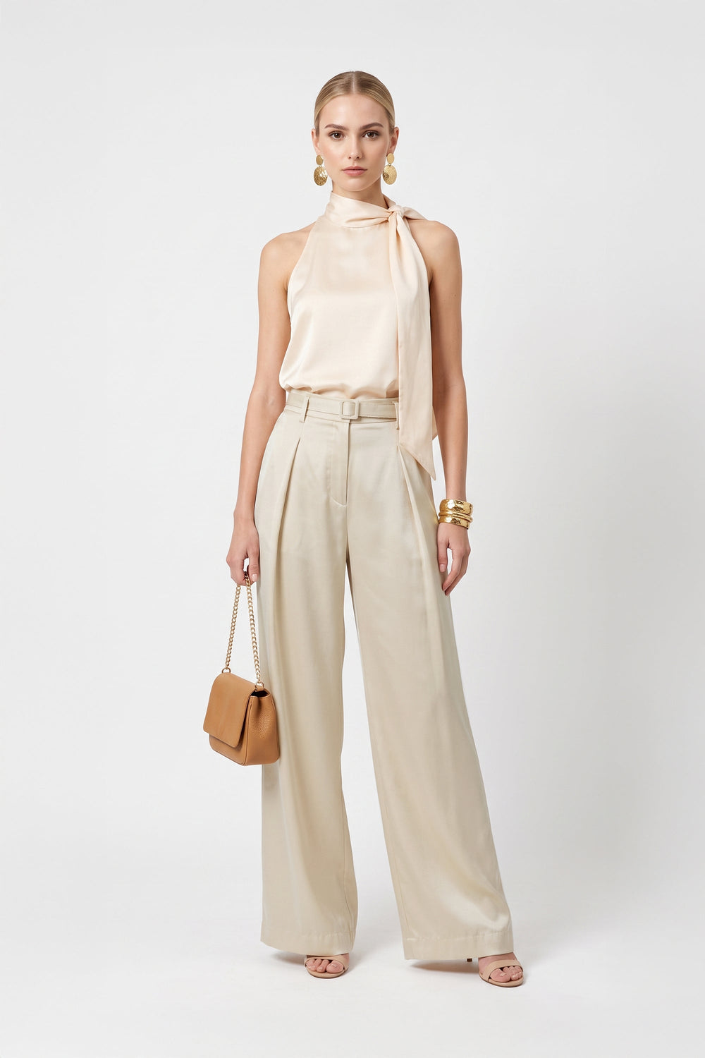 Olimpia Belted High-Waist Wide-Leg Pants 532139 LAT - Reina Diaz