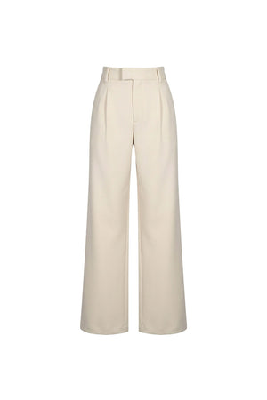 Olimpia Cuffed Wide-Leg Tailored Pantalón 532136 BEI - Reina Diaz