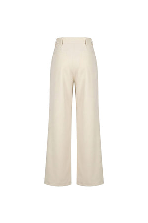 Olimpia Cuffed Wide-Leg Tailored Pantalón 532136 BEI - Reina Diaz