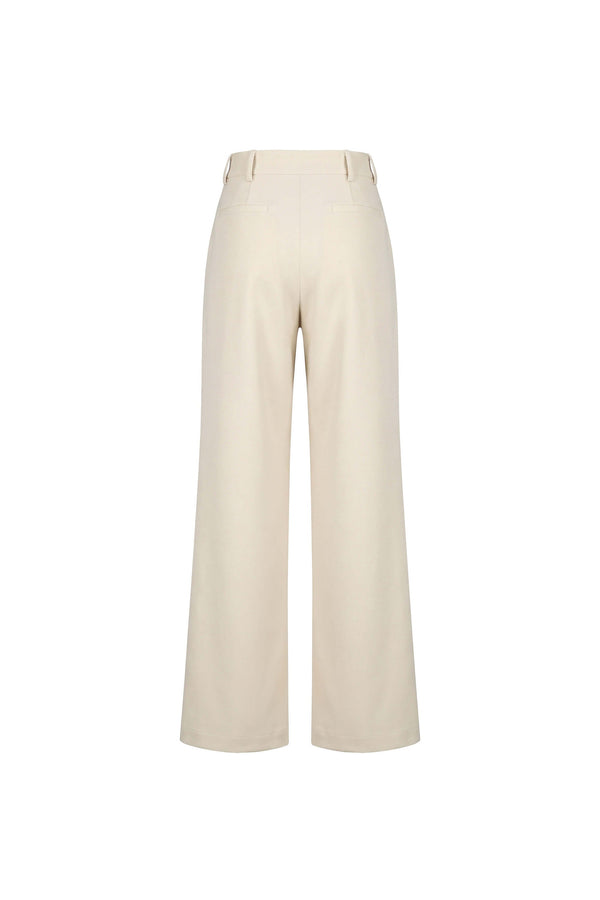 Olimpia Cuffed Wide-Leg Tailored Pantalón 532136 BEI - Reina Diaz
