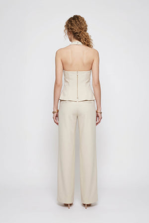 Olimpia Cuffed Wide-Leg Tailored Pantalón 532136 BEI - Reina Diaz