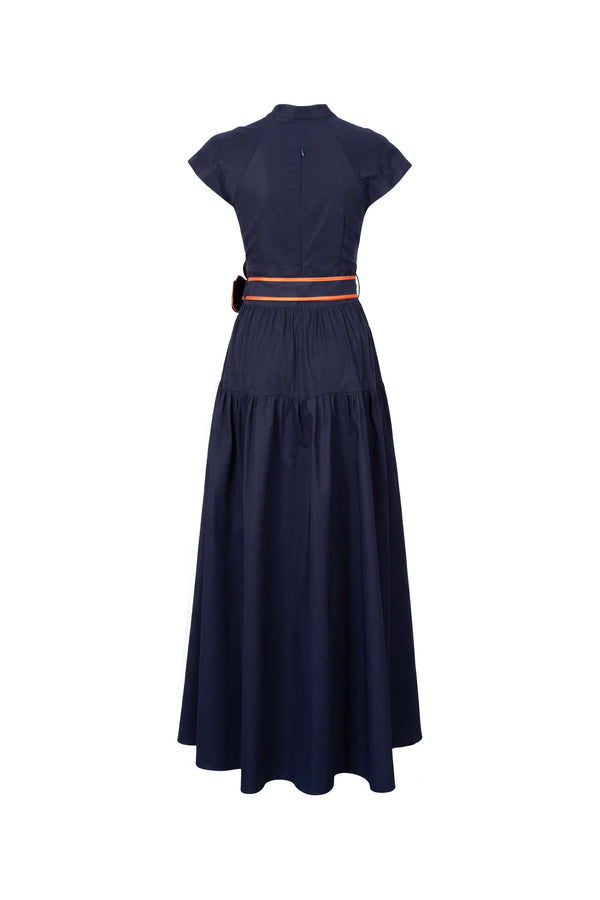 Olimpia Floral Belted Tiered Maxi Vestido 526302 MAR - Reina Diaz