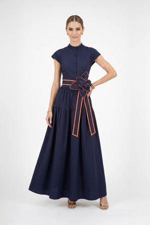 Olimpia Floral Belted Tiered Maxi Vestido 526302 MAR - Reina Diaz