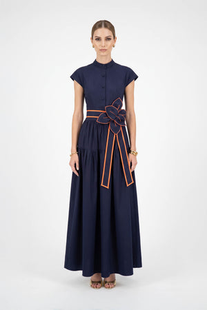 Olimpia Floral Belted Tiered Maxi Vestido 526302 MAR - Reina Diaz