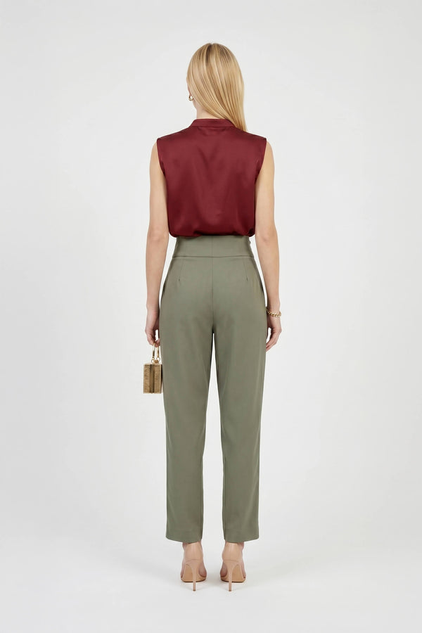 Olimpia Pleated V - Neck Blouson Top - Reina Diaz