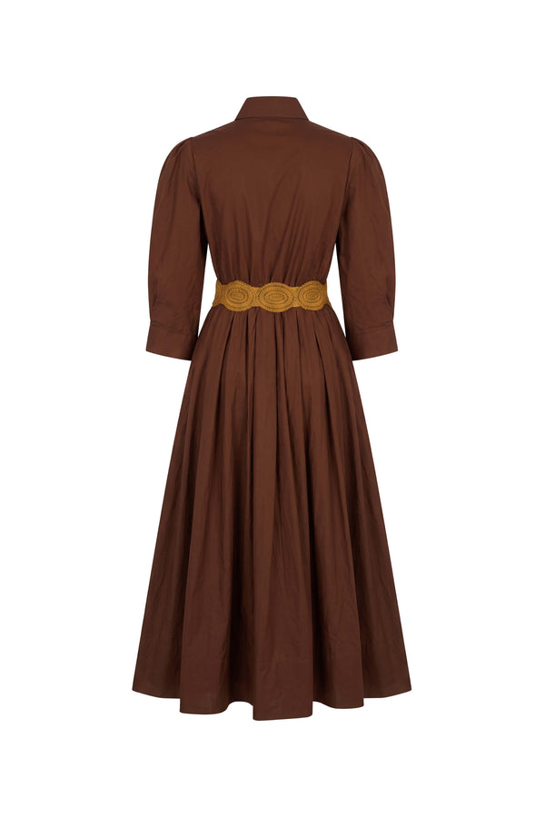 Olivia Belted Striped Shirt Maxi Vestido 723127 CAF - Reina Diaz