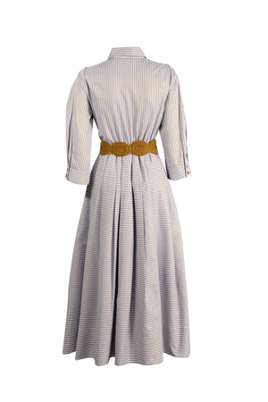 Olivia Belted Striped Shirt Maxi Vestido 723127 PER - Reina Diaz
