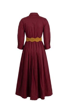 Olivia Belted Striped Shirt Maxi Vestido 723127 VIN - Reina Diaz