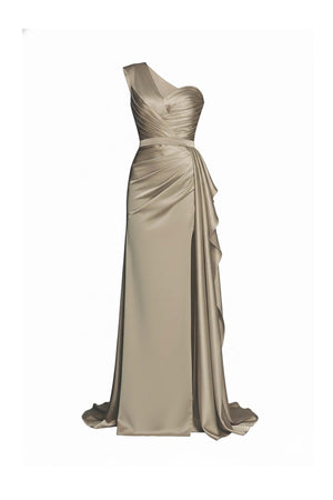 One - Shoulder Satin Vestido - Reina Diaz