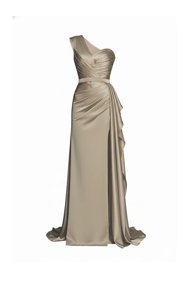 One - Shoulder Satin Vestido - Reina Diaz