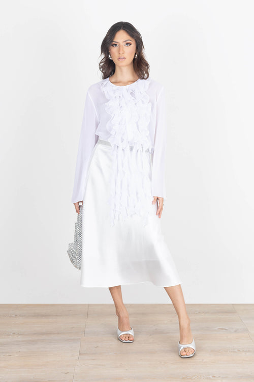Palmer Long Ruffle Blusa 554062 AMA/PET/HUE - Reina Diaz